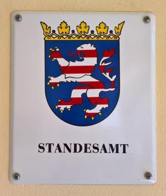 Türschild mit Wappen Standesamt