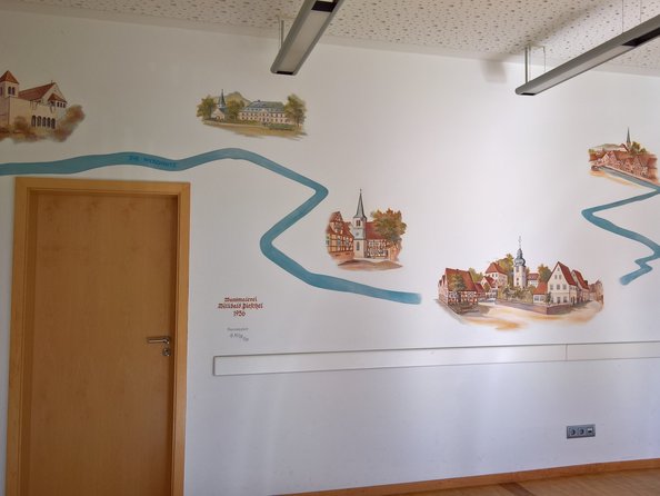 Wandgemälde im Adam-Schmitt-Saal (Gemeinden des Weschnitztals)