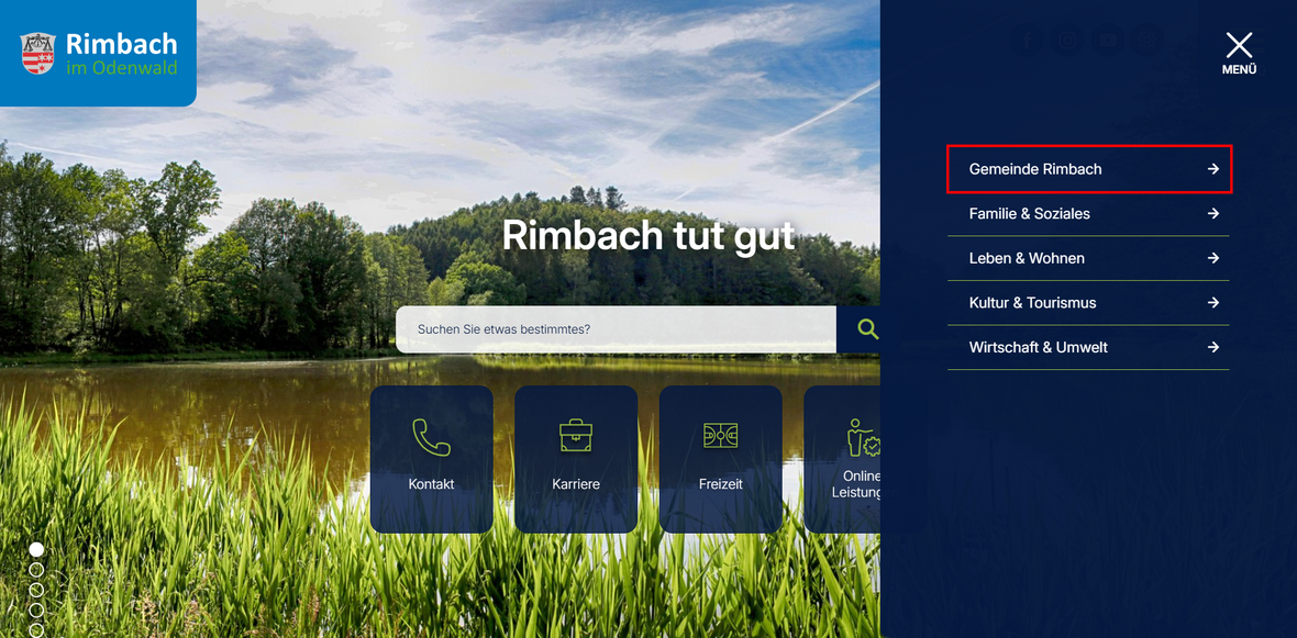 Hauptmenüpunkt Gemeinde Rimbach