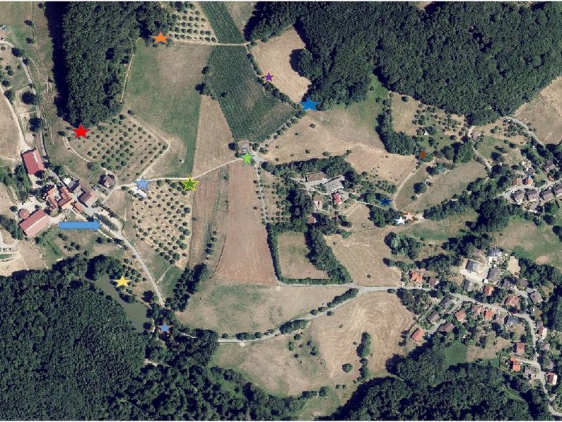 Luftbild mit Standorten der Tafeln